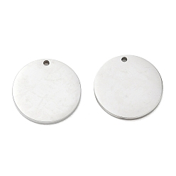 Color de Acero Inoxidable 304 colgantes de acero inoxidable, encantos planas redondas, estampar etiqueta en blanco, color acero inoxidable, 16x1.5 mm, agujero: 1.2 mm