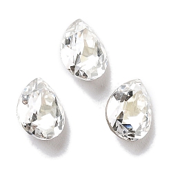 Серебряный Оттенок K 9 кабошоны из стеклянного страза, задние и задние, слеза, серебряный оттенок, 8x6x3.5 мм