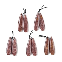 Клубничный Кварц Натуральные кварцевые подвески из клубники, слезинки, 40~40.5x11x4 мм, отверстие : 2 мм