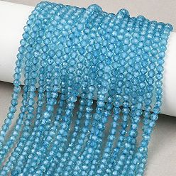 Топаз Натуральные бусы из голубого топаза нити, круглые, граненые, 3~3.5 мм, отверстие : 0.5 мм, около 134 шт / нитка, 15.55'' (39.5 см)