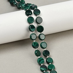 Малахит Природного малахита бисер нитей, плоско-круглые, 9~9.5x4~5 мм, отверстие : 0.8 мм, около 35 шт / нитка, 14.96 дюйм (38 см)