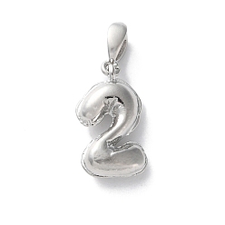 Платина Латунные подвески, числовые прелести, стойки покрытие, долговечный, без свинца и без кадмия, платина, 14x8x4 м, отверстие : 4x2.5 мм