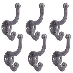 Античное Серебро Железный крючок для одежды, настенный крючок для одежды, античное серебро, 110x30.5x77 мм, отверстие : 5 мм