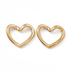 Echt 18 k vergoldet Ionenplattierung (ip) 304 Verbindungsringe aus rostfreiem Stahl, Twisted Herz, echt 18 k vergoldet, 17x20x2 mm, Innendurchmesser: 9x15 mm