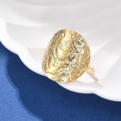 Золотой Плоское круглое 304 открытое кольцо-манжета из нержавеющей стали для женщин, золотые, золотые, 19 мм, внутренний диаметр: регулируемый