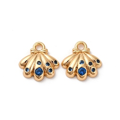 Shell Shape Латунные микро проложить кубического циркония прелести, без кадмия, без никеля и без свинца, реальный 18 k позолоченный, формы раковины, 10x9.5x2.5 мм, отверстие : 1.5 мм