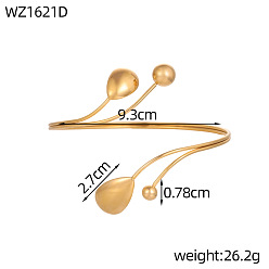 Teardrop 304 Stainless Steel Upper Arm Cuff, Open Arm Cuff Bangles for Women, Golden, Teardrop, Inner Diameter: 3.66 inch(9.3cm)