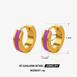 Средняя Орхидея 304 обруч серьги из нержавеющей стали эмаль, золотые, средне орхидеи, 13 мм