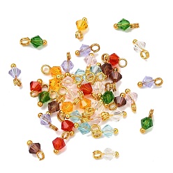 Золотой 40 шт. 8 цвета k9 стеклянные имитации австрийских хрустальных бусин подвески, ромб, с латунными петлями, граненые, золотые, 8.5x4.5 мм, отверстие : 2 мм, 5 ПК / цветов