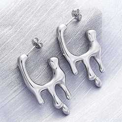 Нержавеющая Сталь Цвет 304 из нержавеющей стали серьги, поток очарования, цвет нержавеющей стали, 35x20x4.5 мм