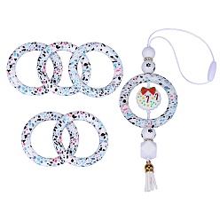 (52) Непрозрачная лаванда 5 шт. кольцо из экологически чистого пищевого силикона фокусные бусины, красочный, 65x9.5 мм, отверстие : 3 мм, внутренний диаметр: 44 мм