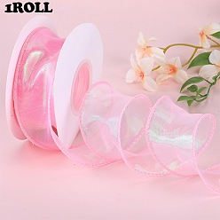 Бледно-Розовый 2рулонная полиэфирная лента из органзы, для упаковки подарков, изготовление галстука-бабочки, плоский, розовый жемчуг, 1-5/8 дюйм (40 мм)