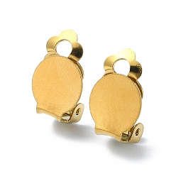 Настоящее золото 18K Ионное покрытие (ip) 304 детали клипс из нержавеющей стали, плоские круглые серьги, с петлями, реальный 18 k позолоченный, 16x10x7 мм, отверстие : 3 мм