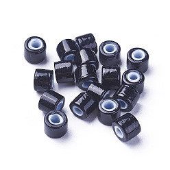 Черный Бусины лэмпворк , колонка, чёрные, 7.5~8x6~6.5 мм, отверстие : 3 мм