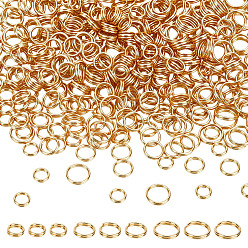 Настоящее золото 18K 450 шт 3 стиль 304 разъемные кольца из нержавеющей стали, кольца с двойной петлей, плоско-круглые, реальный 18 k позолоченный, 4~6x1 мм, внутренний диаметр: 2.5~4.5 мм, 150 шт / стиль