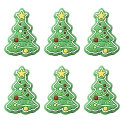 Зеленый 6экологически чистые силиконовые шарики для пищевых продуктов, рождественская елка, зелёные, 30x22.5x9.5 мм, отверстие : 2 мм