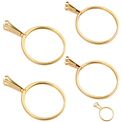 Golden 4Pcs 2 Styles 304 Stainless Steel Finger Ring Components, Prong Ring Settings, Golden, Inner Diameter: 19~19.5mm, 2pcs/style