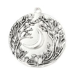 Луна Тибетский сплав стиля большие кулоны, античное серебро, луна, 70x63.5x2.5 мм, отверстие : 4 мм