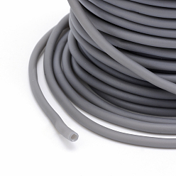 Gray Hollow Pipe PVC Tubular Synthetic Rubber Cord, Wrapped Around White Plastic Spool, Gray, 4mm, Hole: 2mm, about 16.4 yards(15m)/roll