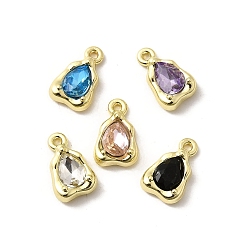 Золотой Подвески из сплава , со стразами, без свинца, без кадмии и без никеля, стойки покрытие, слеза, разноцветные, золотые, 13.5x8.5x3.5 мм, отверстие : 1.2 мм