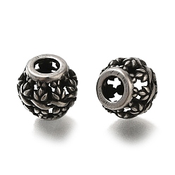 Античное Серебро 304 из нержавеющей стали европейские шарики, бусины с большим отверстием, рондель, античное серебро, 10x9 мм, отверстие : 4 мм