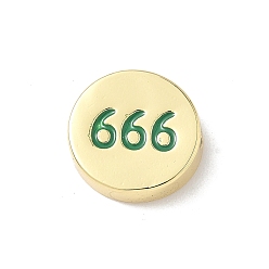 Number Латунь эмаль бисера, плоско-круглые, без свинца и без кадмия, долговечный, реальный 18 k позолоченный, стойки покрытие, число, 15x4.5 мм, отверстие : 1.4 мм