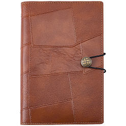 Saddle Brown Vintage PU Leather Binder Travel Journal, Refillable Notebook with Button Closure, Reectangle, Saddle Brown, 195x130x24mm