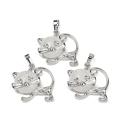 Хрусталь Кулоны для котят из натурального кварца, латунный горный хрусталь милые подвески в форме кошки, платина, долговечный, стойки покрытие, 28.5x30.5x10 мм, отверстие : 8x5 мм