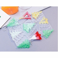 Christmas Tree DIY Christams Silicone Pendant Molds, Resin Casting Molds, Christmas Tree, 125x81x4.5mm, Hole: 1.2~2.2x2.5mm, Inner Diameter: 31.5~40x27.5~34.5mm