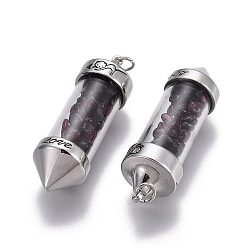 Гранат Натуральный гранат с крупными заостренными подвесками, изготовление маятниковых подвесок, со сплавочной фурнитурой, пуля, античное серебро, 57x17 мм, отверстие : 4 мм