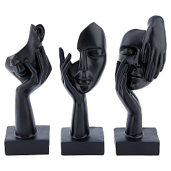 Черный 3 шт. 3 стили смоляные абстрактные украшения для лица, для украшения домашнего офиса, чёрные, 51~52x55.5~56.5x164~171 мм