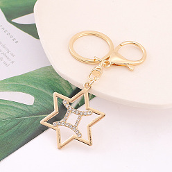 Gemini Constellation Theme Alloy with Rhinestone Keychain for Women, Star, Gemini, 11cm