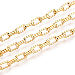 Золотой Латунные прямоугольные цепи, пайки, с катушкой, золотые, 5x3x1 мм, около 32.81 футов (10 м) / рулон