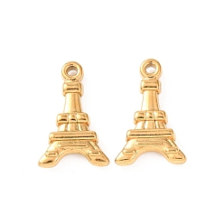 Золотой 304 подвески из нержавеющей стали, Эйфелева башня очарование, золотые, 17x11x3 мм, отверстие : 1.2 мм