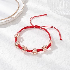 Гальванический Розовый Золотой Браслеты из немагнитных синтетических гематитовых бусин с гальваническим покрытием в виде отпечатка лапы, с оплеткой нейлоновой нити, покрытием из розового золота, внутренний диаметр: 2-1/8 дюйм (5.5 см) ~ 4 дюйм (10 см)