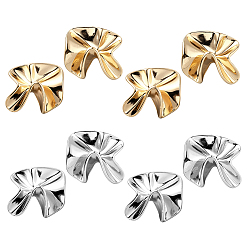 (52) Непрозрачная лаванда 4 пары 2 цветные серьги-гвоздики из цинкового сплава, цветок, разноцветные, 23x19 мм, 2 пар / цвет