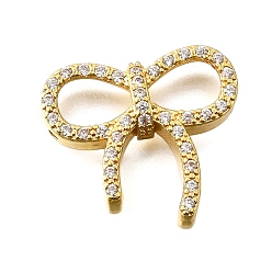 Настоящее золото 18K Латунные микро-паве прозрачные кубические цирконии бант многорядные звенья, долговечный, без кадмия и без свинца, стойки покрытие, реальный 18 k позолоченный, 21x22.5x4.5 мм, отверстие : 1.2~1.4 мм