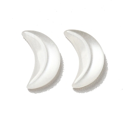 Floral White Resin Cabochons, Pearlized, Imitation Cat Eye, Moon, Floral White, 8x4.5x1.5mm