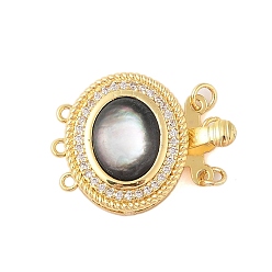 Черный Покрытие стойки латунные застежки для коробок, 3 нитей, 6-луночное, долговечный, без свинца и без кадмия, овальные, чёрные, 23x17x6 мм, отверстие : 1 мм