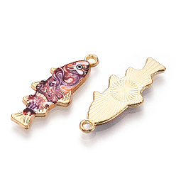 Красный Подвески из эмали и сплава, без кадмия, без никеля и без свинца, золотые, очарование рыбы, красные, 27x10.5x2.5 мм, отверстие : 1.8 мм