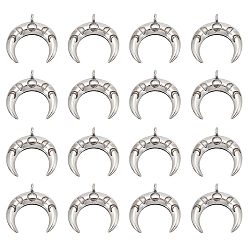 Античное Серебро Сплавочные подвески тибетского стиля, очарование полумесяца, античное серебро, 21.5x22x3 мм, отверстие : 1.8 мм, 20 шт / коробка