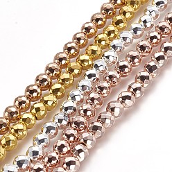 (52) Непрозрачная лаванда Немагнитные синтетический гематит бисер пряди, класс А, граненые, круглые, разноцветные, 6 мм, отверстие : 1.1 мм, около 72 шт / нитка, 15.7 дюйм