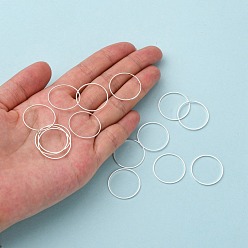Silver Brass Linking Rings, Silver, 20x0.7~1mm