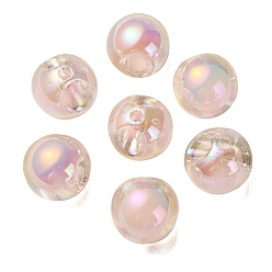 Розовый Прозрачное УФ-покрытие радужные переливающиеся акриловые бусины, бусина в бусине, круглые бусины судзумару, туманная роза, 15.5~16 мм, отверстия : 3 mm и 4.5 мм