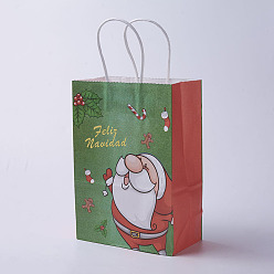 Farbig Kraftpapiersäcke, mit Griffen, Geschenk-Taschen, Einkaufstüten, für Weihnachtsfeier Taschen, Rechteck, Farbig, 42x31x13 cm