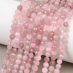 Розовый Кварц Природного розового кварца нитей бисера, граненые, круглые, 4 мм, отверстие : 0.6 мм, около 93 шт / нитка, 15.20''~15.35'' (38.6~39 см)