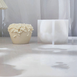 Белый Банка с силиконовыми формами для свечей в форме цветка своими руками, для изготовления ароматических свечей, белые, 11.5x8.9 см