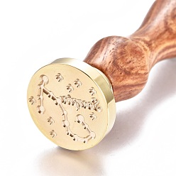 Scorpio Brass Wax Seal Stamp, with Wooden Handle, for Post Decoration, DIY Card Making, Scorpio, 90x26mm, Hole: 7mm
