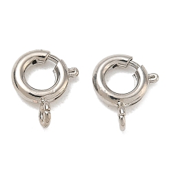 Platinum Brass Spring Ring Clasps, Cadmium Free & Lead Free, Rack Plating, Long-Lasting Plated, Platinum, 10x8x3mm, Hole: 1.5mm