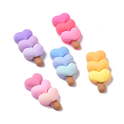 Mixed Color Cute Opaque Resin Decoden Cabochons, Ice Cream with Heart, Imitation Food, Mixed Color, 32x15x8mm
